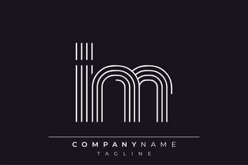 Creative IM lines letter logo design. A simplistic and elegant abstract logo design with linear patterns and initials, suitable for contemporary branding.