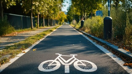 Obraz premium Bike path with floor markings