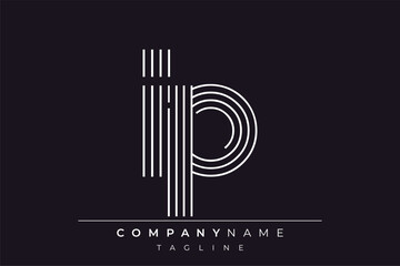 Creative IP lines letter logo design. A simplistic and elegant abstract logo design with linear patterns and initials, suitable for contemporary branding.