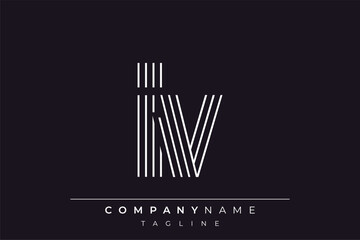 Creative IV lines letter logo design. A simplistic and elegant abstract logo design with linear patterns and initials, suitable for contemporary branding.