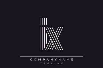Creative IX lines letter logo design. A simplistic and elegant abstract logo design with linear patterns and initials, suitable for contemporary branding.
