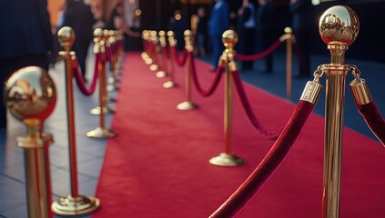 Red Carpet Entrance with Gold Stanchions and Velvet Ropes