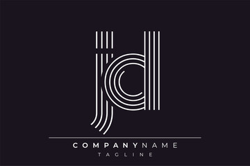 Creative JD lines letter logo design. A simplistic and elegant abstract logo design with linear patterns and initials, suitable for contemporary branding.