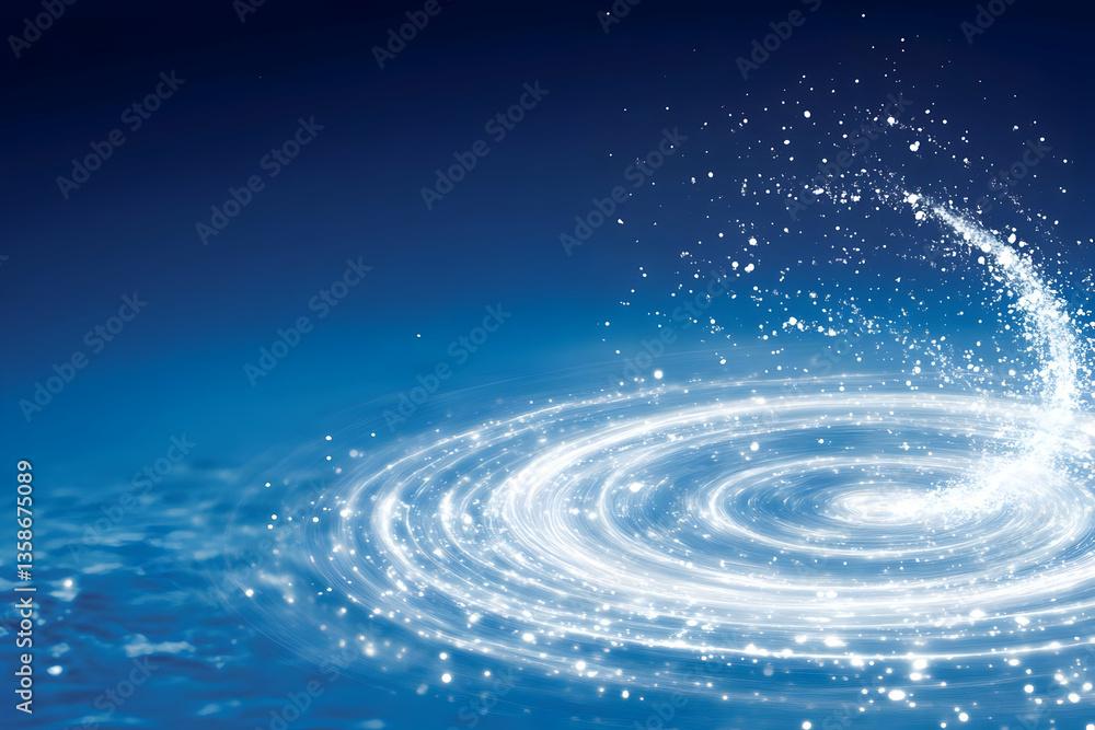 Poster glowing water ripples radiate outwards from a central point, creating a mesmerizing swirling effect.