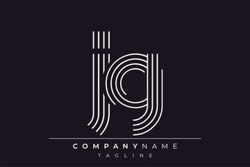 Creative JG lines letter logo design. A simplistic and elegant abstract logo design with linear patterns and initials, suitable for contemporary branding.