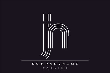 Creative JN lines letter logo design. A simplistic and elegant abstract logo design with linear patterns and initials, suitable for contemporary branding.
