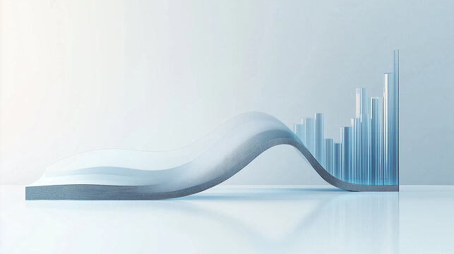 Abstract 3D glass graph symbolizing financial growth in a modern minimalistic design.