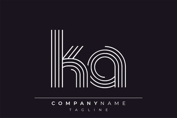 Creative KA lines letter logo design. A simplistic and elegant abstract logo design with linear patterns and initials, suitable for contemporary branding.