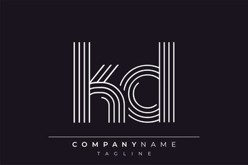 Creative KD lines letter logo design. A simplistic and elegant abstract logo design with linear patterns and initials, suitable for contemporary branding.