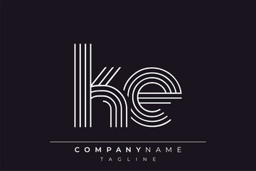 Creative KE lines letter logo design. A simplistic and elegant abstract logo design with linear patterns and initials, suitable for contemporary branding.