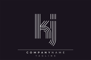 Creative KJ lines letter logo design. A simplistic and elegant abstract logo design with linear patterns and initials, suitable for contemporary branding.