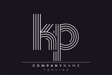 Creative KP lines letter logo design. A simplistic and elegant abstract logo design with linear patterns and initials, suitable for contemporary branding.