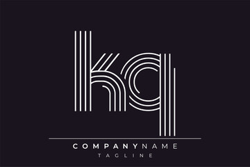 Creative KQ lines letter logo design. A simplistic and elegant abstract logo design with linear patterns and initials, suitable for contemporary branding.