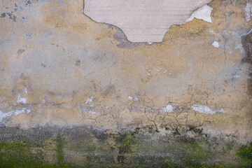 old, worn and mossy wall plaster