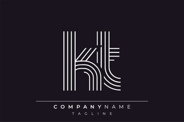 Creative KT lines letter logo design. A simplistic and elegant abstract logo design with linear patterns and initials, suitable for contemporary branding.