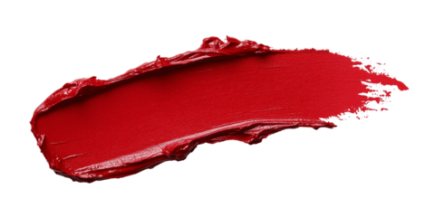 Red lipstick smear isolated on transparent background