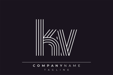 Creative KV lines letter logo design. A simplistic and elegant abstract logo design with linear patterns and initials, suitable for contemporary branding.