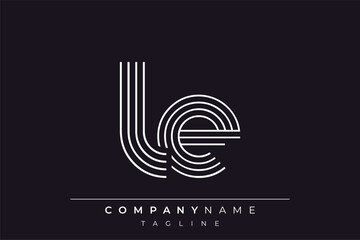 Creative LE lines letter logo design. A simplistic and elegant abstract logo design with linear patterns and initials, suitable for contemporary branding.