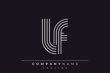 Creative LF lines letter logo design. A simplistic and elegant abstract logo design with linear patterns and initials, suitable for contemporary branding.