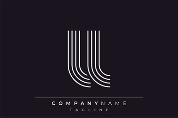 Creative LL lines letter logo design. A simplistic and elegant abstract logo design with linear patterns and initials, suitable for contemporary branding.