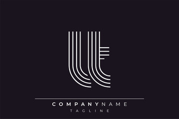 Creative LT lines letter logo design. A simplistic and elegant abstract logo design with linear patterns and initials, suitable for contemporary branding.