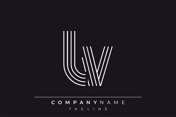 Creative LV lines letter logo design. A simplistic and elegant abstract logo design with linear patterns and initials, suitable for contemporary branding.