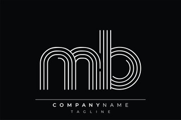 Creative MB lines letter logo design. A simplistic and elegant abstract logo design with linear patterns and initials, suitable for contemporary branding.