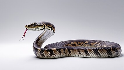 Obraz premium Python snake sticking out tongue on white background