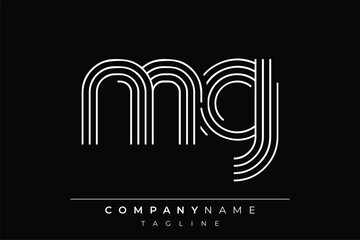 Creative MG lines letter logo design. A simplistic and elegant abstract logo design with linear patterns and initials, suitable for contemporary branding.