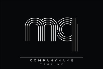 Creative MQ lines letter logo design. A simplistic and elegant abstract logo design with linear patterns and initials, suitable for contemporary branding.