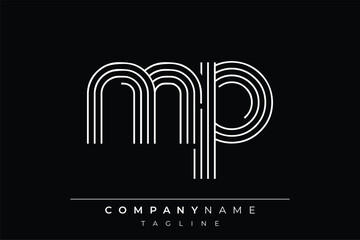 Creative MP lines letter logo design. A simplistic and elegant abstract logo design with linear patterns and initials, suitable for contemporary branding.