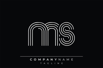 Creative MS lines letter logo design. A simplistic and elegant abstract logo design with linear patterns and initials, suitable for contemporary branding.