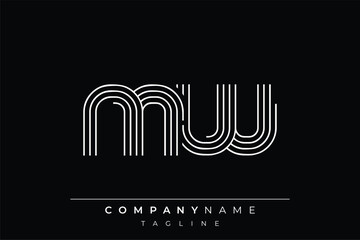 Creative MW lines letter logo design. A simplistic and elegant abstract logo design with linear patterns and initials, suitable for contemporary branding.