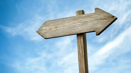 Wooden Arrow Signpost Against Gradient Sky, Symbolizing Direction and Simplicity
