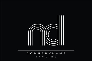 Creative ND lines letter logo design. A simplistic and elegant abstract logo design with linear patterns and initials, suitable for contemporary branding.