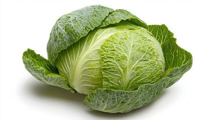 Obraz premium Fresh green cabbage with vibrant leaves ready for culinary use.