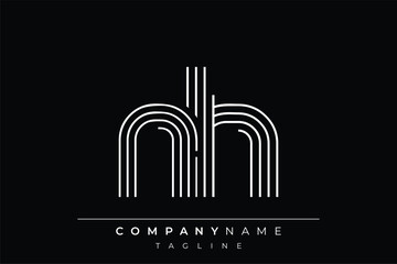 Creative NH lines letter logo design. A simplistic and elegant abstract logo design with linear patterns and initials, suitable for contemporary branding.