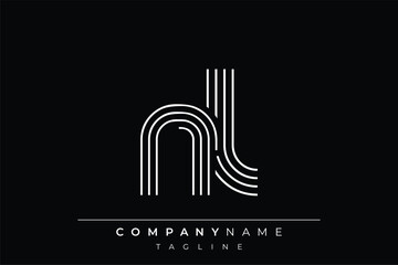 Creative NL lines letter logo design. A simplistic and elegant abstract logo design with linear patterns and initials, suitable for contemporary branding.
