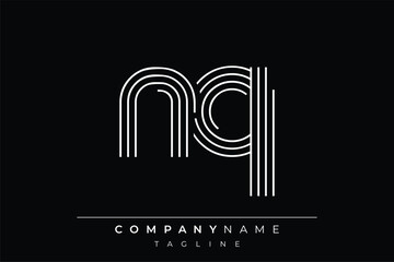 Creative NQ lines letter logo design. A simplistic and elegant abstract logo design with linear patterns and initials, suitable for contemporary branding.