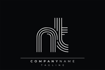 Obraz premium Creative NT lines letter logo design. A simplistic and elegant abstract logo design with linear patterns and initials, suitable for contemporary branding.