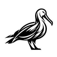 Fototapeta premium A black silhouette of albatross bird, stroke lines, minimalist art style, vector, isolated, transparent background 