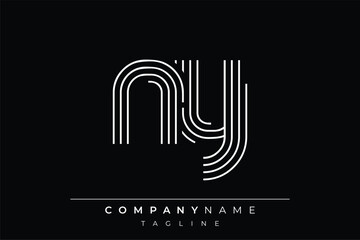 Creative NY lines letter logo design. A simplistic and elegant abstract logo design with linear patterns and initials, suitable for contemporary branding.