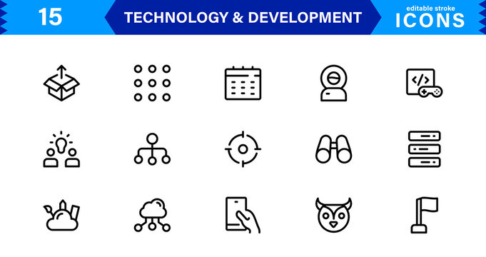 Ultimate Tech and Development Symbols Set. Minimal, Vector-Based Icons for Professionals