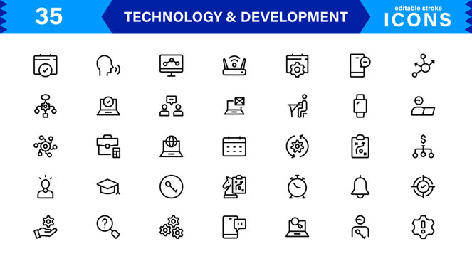 Ultimate Tech and Development Symbols Set. Minimal, Vector-Based Icons for Professionals
