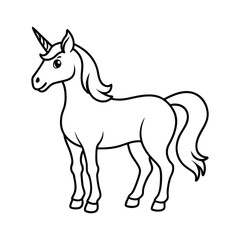 Fototapeta premium Cute Cartoon Outline Illustration of a Unicorn for Coloring Activity