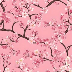 Fototapeta premium Graceful cherry blossoms in vibrant pink atop a gentle backdrop, ideal for stylish decor.