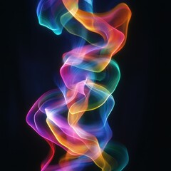 Obraz premium Abstract Colorful Wave Design with Bright Neon Lights Flowing in Vibrant Patterns Against a Dark Background