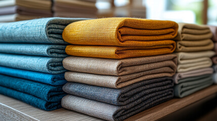 Close-up of various pleated fabric blinds showcasing intricate textures and a variety of colors, highlighting modern design elements and subtle elegance in interior decor.

