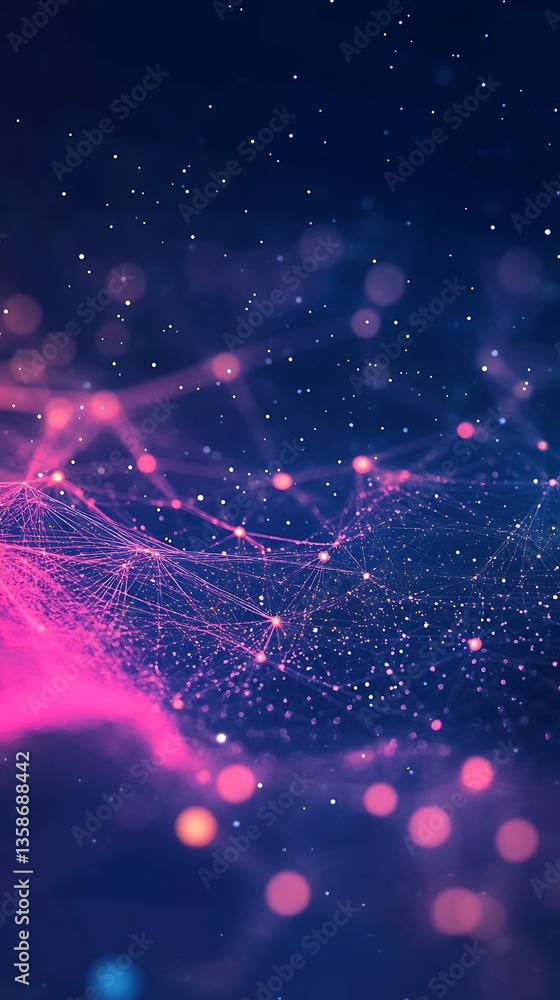 Leinwandbilder abstract pink and blue network connection dots and lines background image