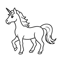 Fototapeta premium Cute Cartoon Outline Illustration of a Unicorn for Coloring Activity